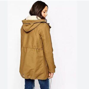 SESSUN DESERTER UTILITY HOODED PARKA COAT IN HONEY BROWN - S